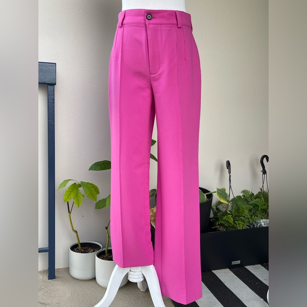 Zara Elegant Women's Straight Leg Pants in Hot Pink / Bright Pink , M
